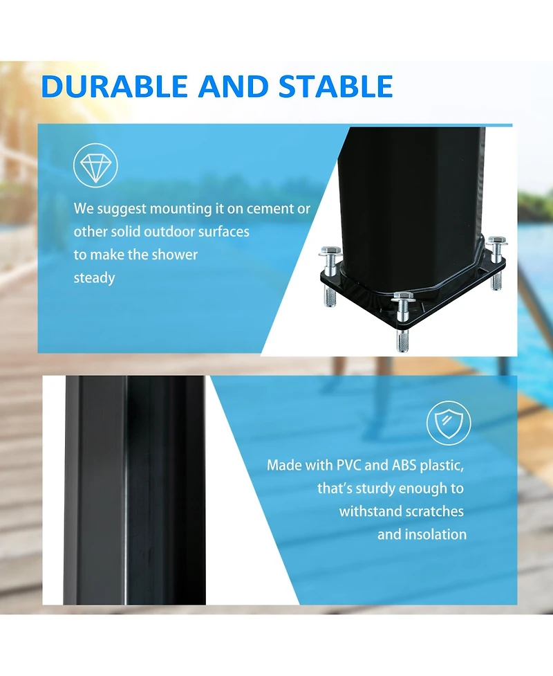Outsunny Outdoor Solar Shower w/ Hot & Cold Adjustment Poolside Beach Pool Spa