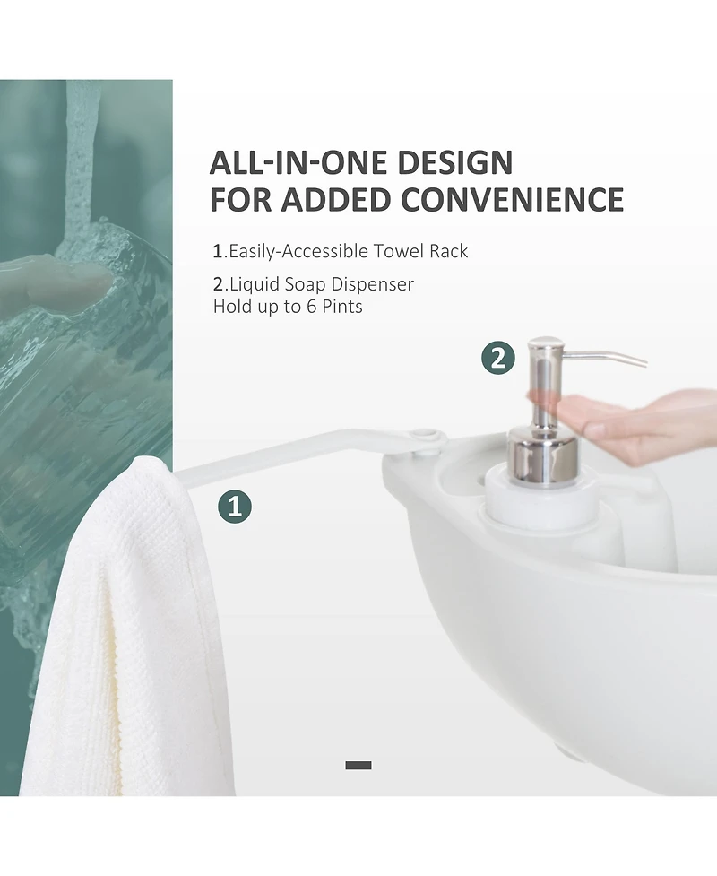 Outsunny kleankin Portable Camping Sink Hand Wash Station Basin with 4.5 Gallon Tank 6.3 Gallon Recovery Tank & Soap Dispenser for Rv,Outdoor,Indoor,