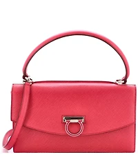 Pre-Owned Salvatore Ferragamo East West Gancini Convertible Top Handle Bag Saffiano Leather