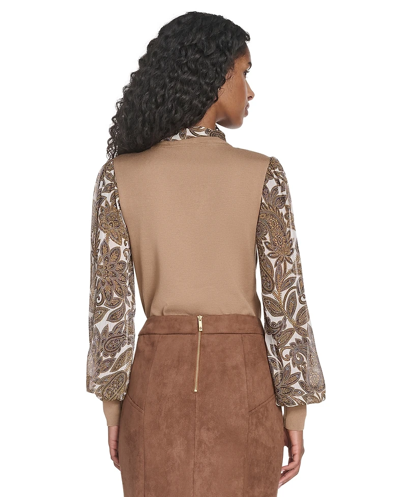 Tommy Hilfiger Women's Mixed Media Paisley Sweater