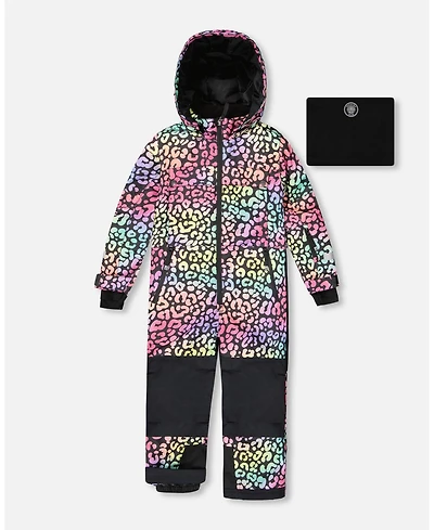 Deux par Girl One-Piece Teknik Snowsuit Rainbow Leopard