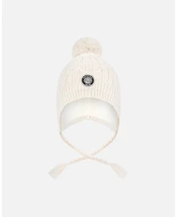 Deux par Kids Unisex Lined Winter Hat with Pompom Off-White - Toddler|Child