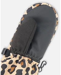 Deux par Girl Winter Mittens Teknik Beige Leopard