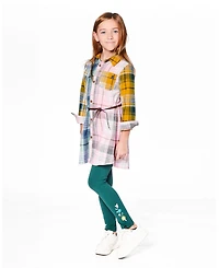 Deux par Big Girls Leggings Dark Green with Flower Print