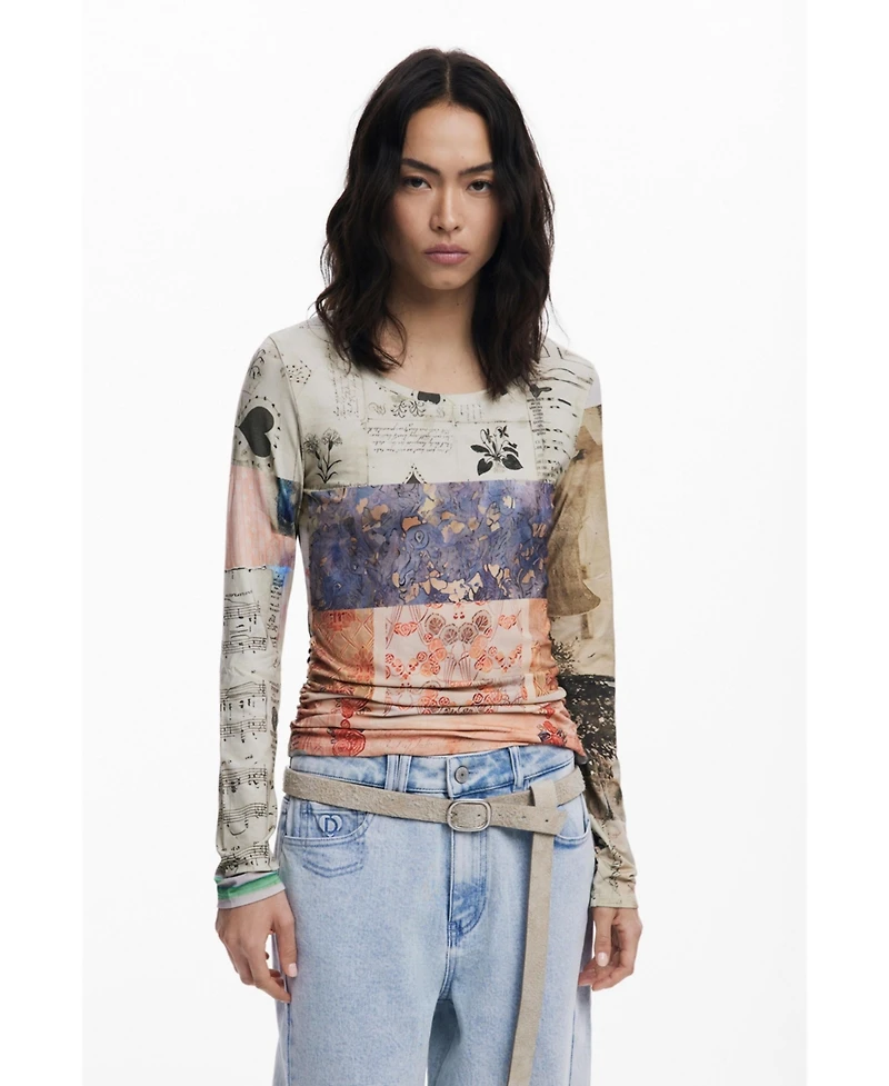 Desigual Women's Collage ruched T-shirt