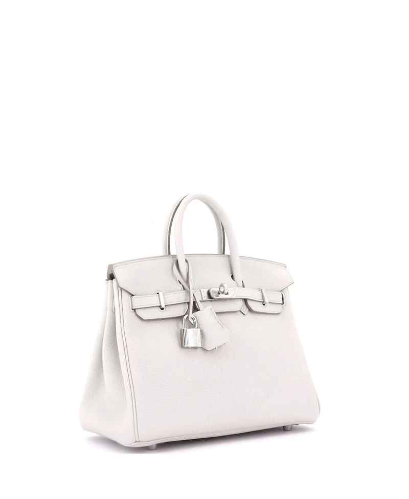 Pre-Owned Hermes Birkin 25 Handbag Light Togo with Palladium Hardware