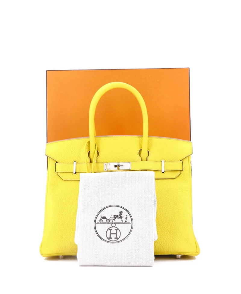 Pre-Owned Hermes Birkin 30 Handbag Yellow Togo with Palladium Hardware