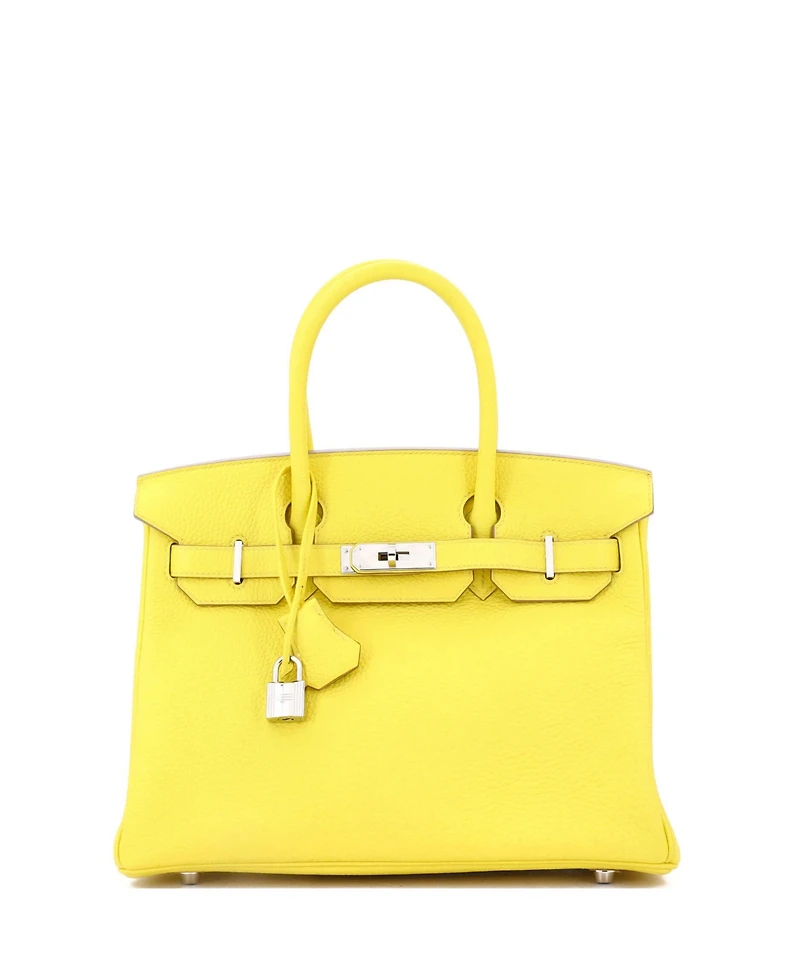 Pre-Owned Hermes Birkin 30 Handbag Yellow Togo with Palladium Hardware