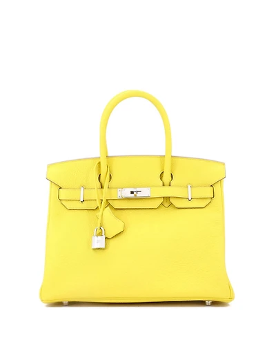 Pre-Owned Hermes Birkin 30 Handbag Yellow Togo with Palladium Hardware