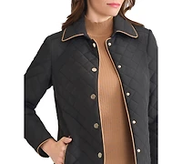 Jones New York Women's Quilted Snap Front Long Sleeve Jacket