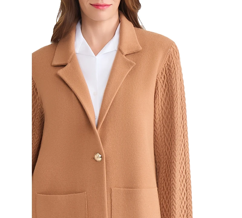 Jones New York Women's Knit Long Sleeve One-Button Blazer