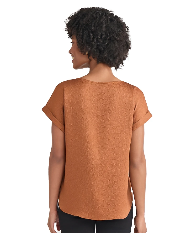 Jones New York Women's Side-Button Cuffed-Sleeve Top