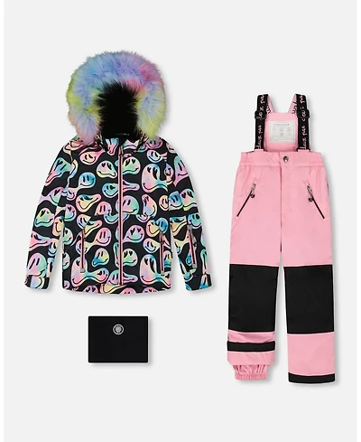 Deux par Girl Two-Piece Play Snowsuit with Printed Jacket Pink - Toddler|Child