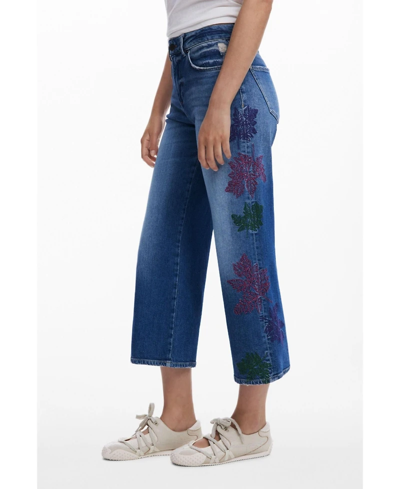 Desigual Women's Embroidered culotte jeans