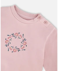 Deux par Baby Girl Cotton Evolutive Pant and Long Sleeve Top Set Neutral Purple