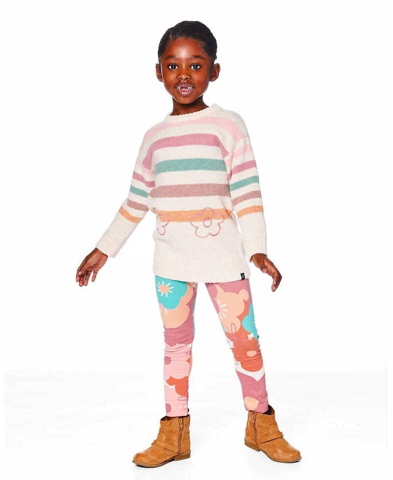 Deux par Big Girls Knitted Tunic Off-White with Stripes