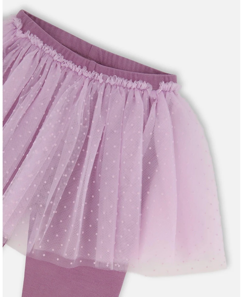 Deux par Girl Leggings with Tulle Skirt Purple Gray