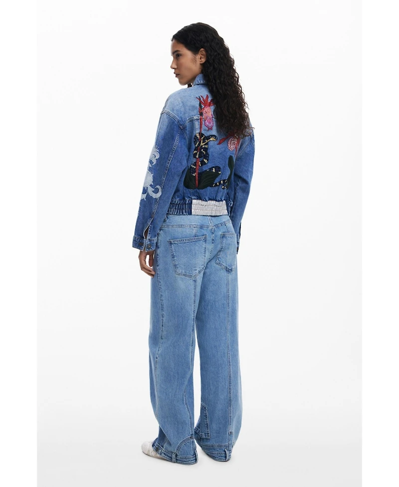 Desigual Women's Denim jacket with oriental embroidery