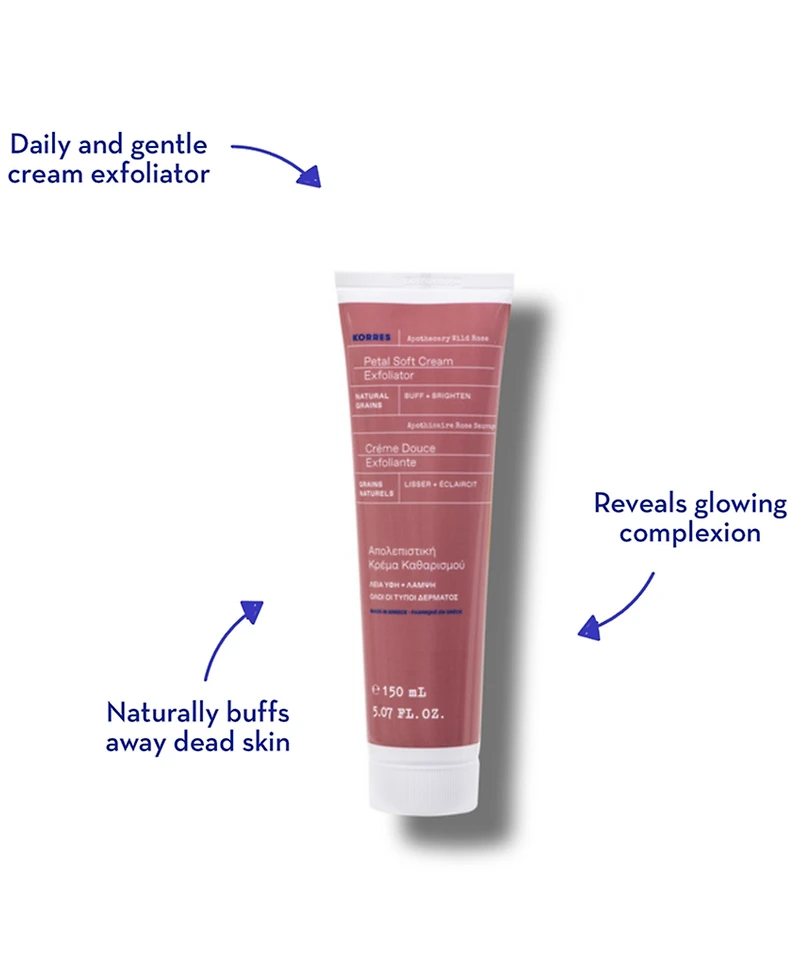 Korres Apothecary Wild Rose Petal Soft Cream Exfoliator, 5.07 oz.