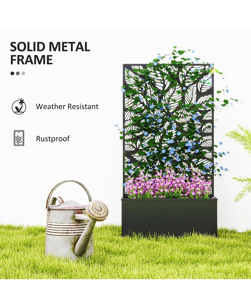 Outsunny Garden Box with Privacy Panel, Outdoor Planter Box for Garden