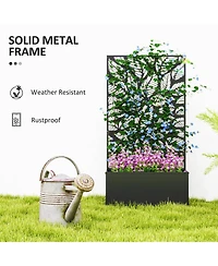 Outsunny Garden Box with Privacy Panel, Outdoor Planter Box for Garden