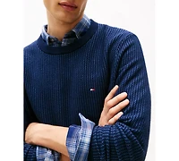 Tommy Hilfiger Men's Crewneck Two-Tone Cotton Cashmere Sweater