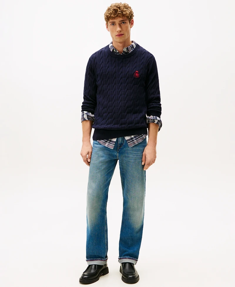 Tommy Hilfiger Men's Classic Cable Crest Crewneck Sweater