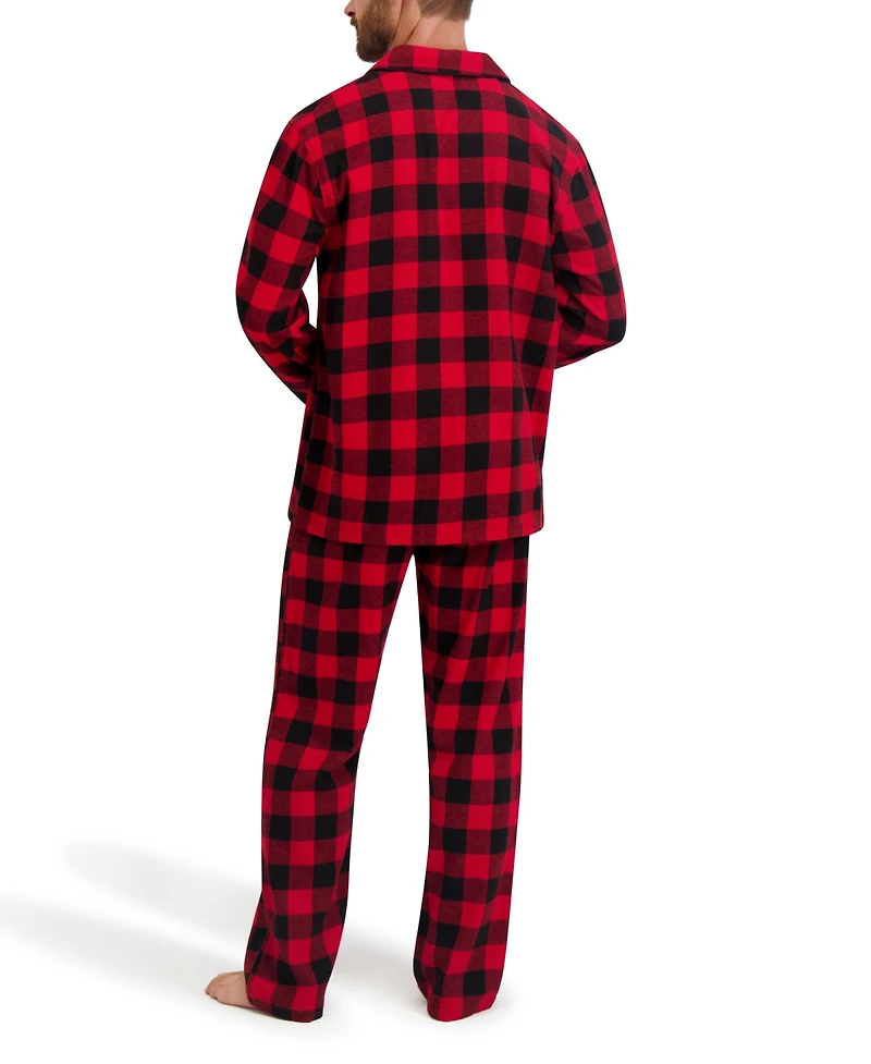 Hanes Men's Flannel Button Down Pajama Sleep Set