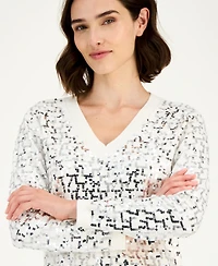 Anne Klein Women's Zig-Zag Sequin Sweater