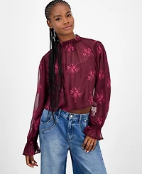 And Now This Women's Embroidered Sheer High-Neck Blouse, Macy's Exclusive