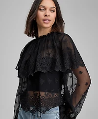 And Now This Women's Sheer Embroidered Capelet Blouse, Macy's Exclusive
