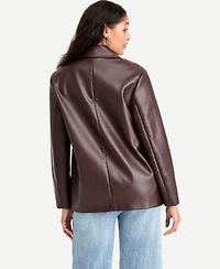 Bar Iii Women's Faux-Leather Double-Breasted Blazer, Macy's Exclusive