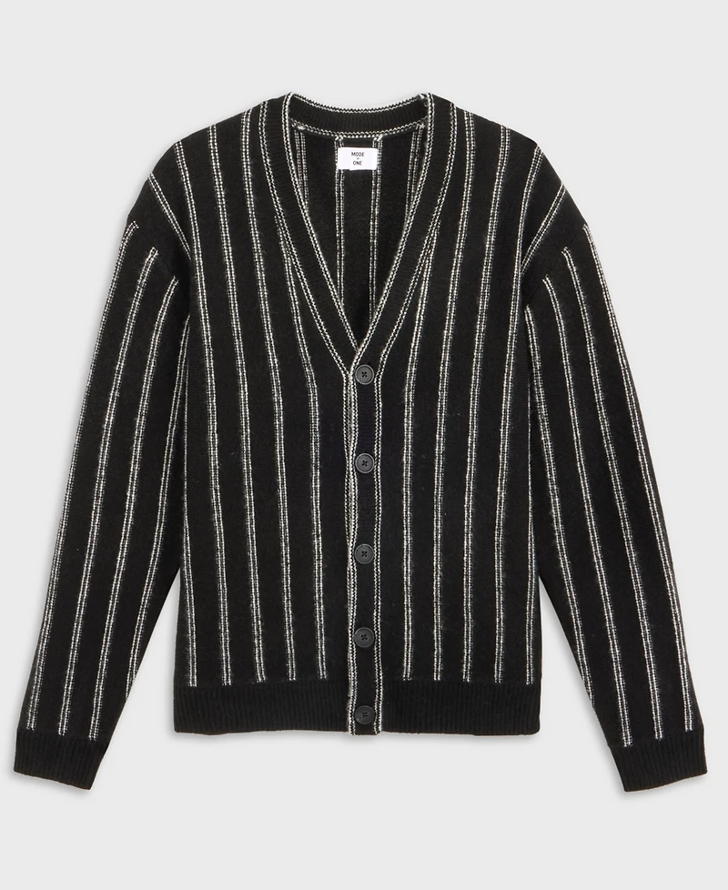 Mode of One Men's Relaxed-Fit Striped Sport Cardigan, Macy's Exclusive