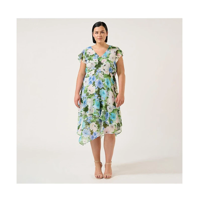 Estelle Aqua Floral Midi Dress