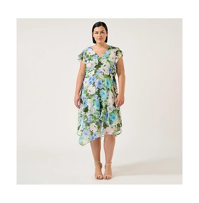 Estelle Aqua Floral Midi Dress