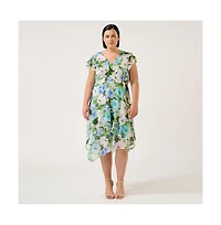 Estelle Aqua Floral Midi Dress