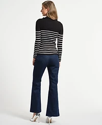 Isaac Mizrahi Women's Ruffle Neck Henley Sweater