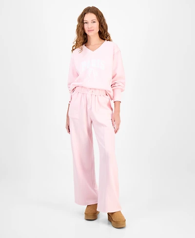 Planet Heart Juniors' Wide-Leg Fleece Sweatpants