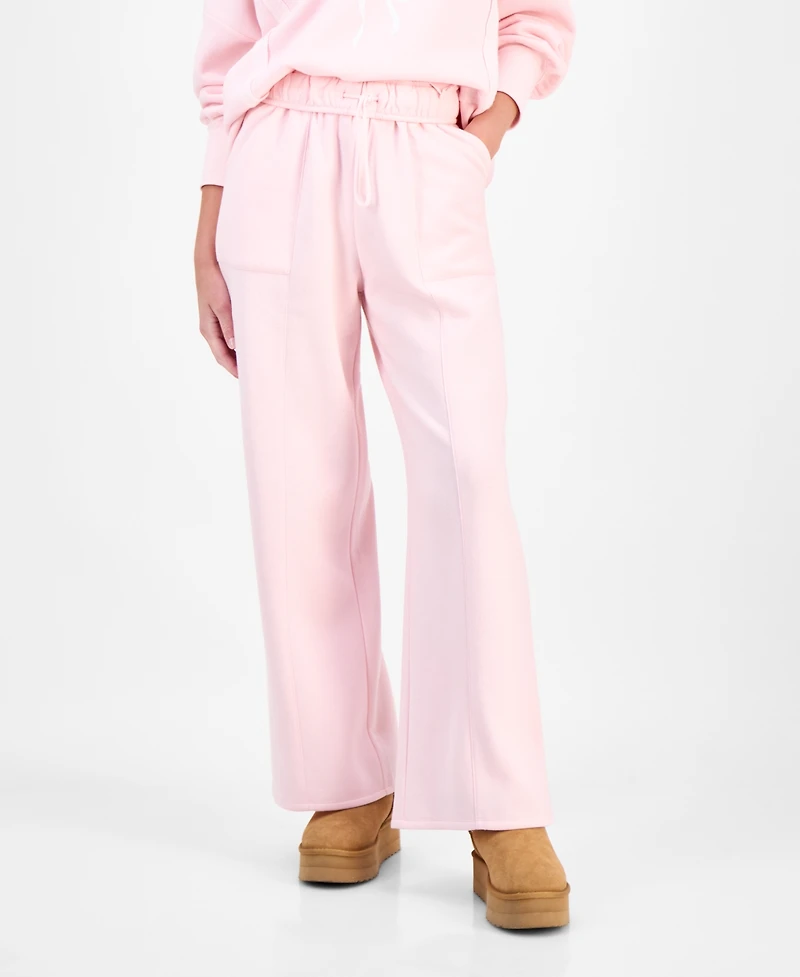 Planet Heart Juniors' Wide-Leg Fleece Sweatpants