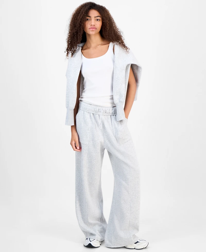 Planet Heart Juniors' Wide-Leg Fleece Sweatpants