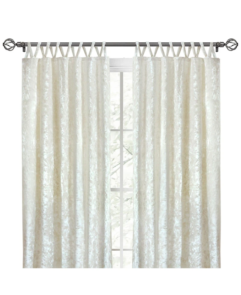 Kate Aurora Park Avenue 2 Piece Criss-Cross Tab Top Velvet Window Curtain Panels - in