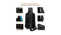 14 inch Sling Bag for Men,Black Crossbody Bag with Usb Charging Port Fits 10.2inch iPad, Casual