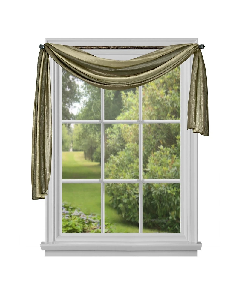 GoodGram Ombre Crushed Satin Sheer Single Window Curtains & Valances - 50 in. W x 144 L Scarf, Sage