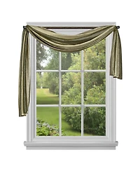 GoodGram Ombre Crushed Satin Sheer Single Window Curtains & Valances - 50 in. W x 144 L Scarf, Sage