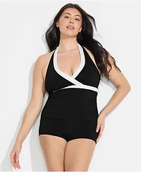 Lands' End Plus V-Neck Halter Tankini Top