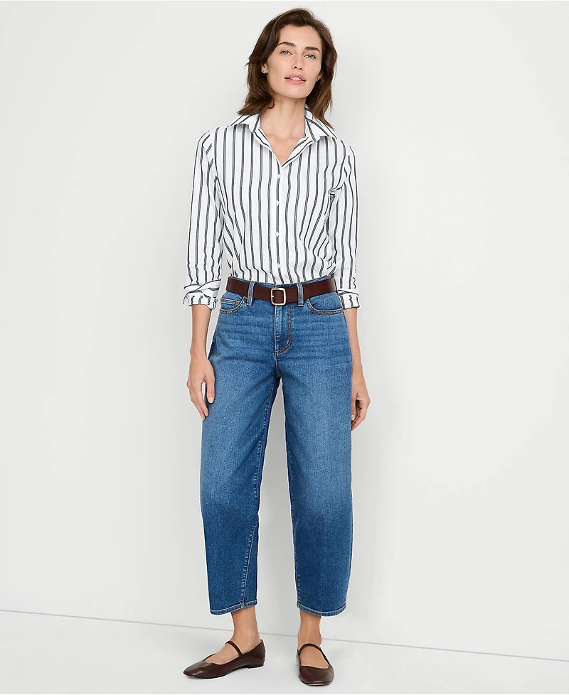 Lands' End Women's Recover High Rise Barrel Leg Ankle Jeans