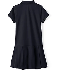 Lands' End Big Girls Short Sleeve Mesh Pleated Polo Dress