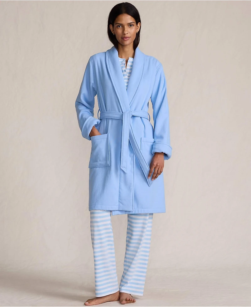 Lands' End Women's Cotton Terry Knee Length Spa Bath Robe