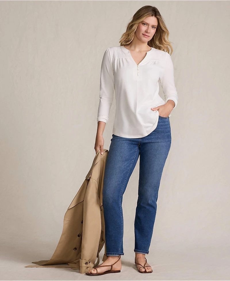 Lands' End Women's Recover High Rise Straight Leg Blue Jeans