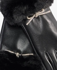 I.n.c. International Concepts Crystal Bow Faux Fur Cuff Gloves, Macy's Exclusive